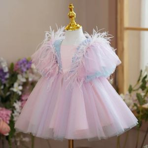 Abiti da sposa per bambini Abiti da sera per ragazze 1 5 anni Paillettes Festa di compleanno Battesimo di Natale Bambini Abito da principessa carino con grande fiocco