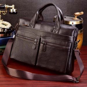 Backpack Luufan Genuine Leather Briefcase for Man A4 File Document Handbag Male Soft Cow Leather Laptop Bag Fit 14 Inch Business Bag Tote