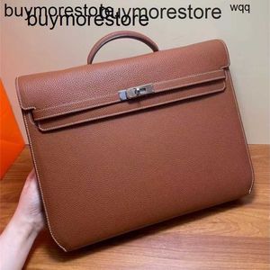 Handmade Business briefcase 38cm Genuine Leather Men Briefcase Genuine pure Bags Swen French brand totes fully italy togo stitch