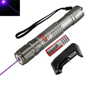 High Power Blue Purple Beam Laser Pointer Pen Demo Remote Pen Pointer Projector Fokuserbar Travel Outdoor Flashlight8440108