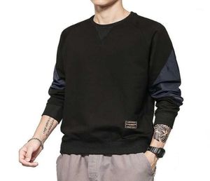 Men039s hoodies tröjor trend tappade axel långärmad pullover lapptäcke grå casual tröjor med en sida zip2270636
