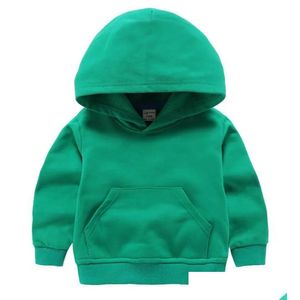 Hoodies Sweatshirts Yeni Moda Çocuk Hoodie Sweater Boys Solid Pocket Sıcak Giysiler Plover Sweatshirts Sonbahar Kızlar Açık Otrgh