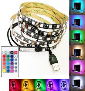 USB Cable LED Christmas Stripe Light Lamp 5V SMD5050 RGB Flexible Strip Light TV Background Lighting Kit with Remote Controller9665330