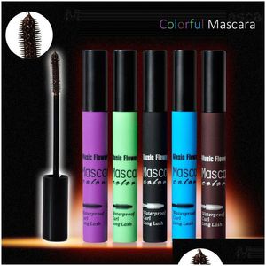 Mascara Music Flower Curl Long Lash Colorf Mascara Wasserfeste farbige Mascaras Professionelles hochwertiges Marken-Cosplay-Make-up Drop D Dhw40