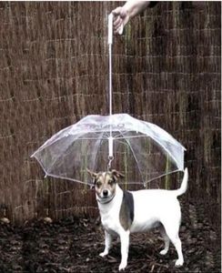 クールなペット用品便利な透明なPEペットペットペットペットペット傘の小さな犬の傘のレインギア犬のリードと雨の中でペットは快適に快適に保ちます