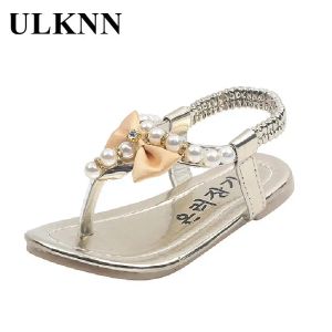 Sneakers Ulknn Sandals for Girl's Antispipery Beach Buty Baby Babay Pink Gorld Bowknot Sandlies Rhinestone Purple Sandals for Baby