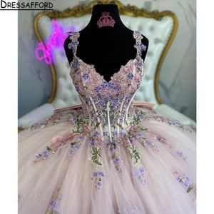 Sparkly Pink Quinceanera Dresses Ball Gown 2024 Sweet 16 Girl Sequined Applicies Lace Up Birthday Prom Dress Vestido de 15 Anos Quinceanera