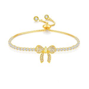 Braccialetti da donna dal design dolce Cavigliere per la festa Cavigliere con fiocco in oro giallo bianco 18 carati placcato Bling CZ Bracciale per la sposa per la festa di nozze