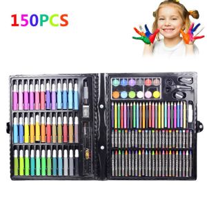 İşaretçiler 150 PCS/Set Çizim Aracı Kiti Kutu Boyama Fırçası Sanat Markeri Su Renk Beyan Kids Hediye 2021