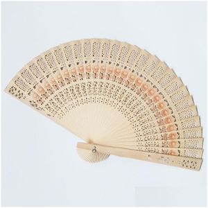 Bomboniera 100 pezzi Ventagli di danza in legno Modello girasole Forniture per feste Bomboniere personalizzate Fan Omaggi Fan in legno di sandalo pieghevole a mano Dhpgy