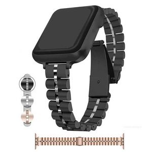 Designer tre pärlor rostfritt stål rem för Apple Watch Band 44mm 40mm 38mm 42mm metall armband armband iwatch Series 6 5 4 3 Se Watchband Smart Accessories Categi