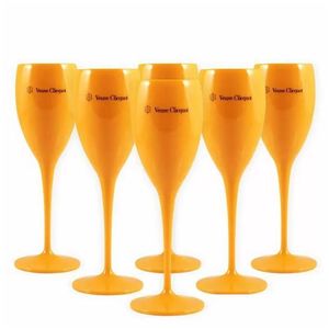 Copos de vinho moet copos acrílicos inquebráveis champanhe copos de vinho 6 pçs laranja plástico champanhes flautas acrílicos festa copo de vinho moets dhv25