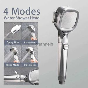 Bathroom Shower Heads 4 Modes High Pressure Head With Switch On Off Button Sprayer Water Saving Adjustable Nozzle Filter For YQ240228