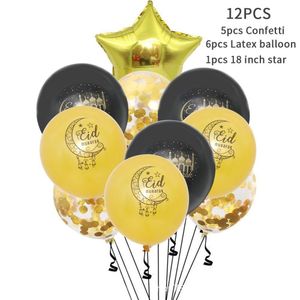 Party Decoration Muslim Eid Mubarak Confetti Balloon 12Inch LaTex Party Decoration Mylar Letter Gold Foil Balloons For Muslims Islamic DHHQ4