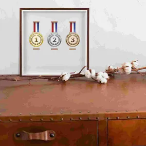 Ramar Medal Display Po Frame Hushållsdekor Bildhållare Standdekoration för Hemmärke Wood
