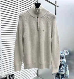 New AOP jacquard letter knitted sweater hoodies in autumn / winter 2024acquard knitting machine e Custom jnlarged detail crew neck cotton 454D