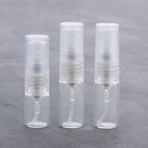 Flasche 100 Teile/los 1 ml 2 ml Mini Klarglas Sprühflasche Leere Parfümzerstäuber Probenflaschen Kunststoffpumpe Nachfüllbare Reisefläschchen