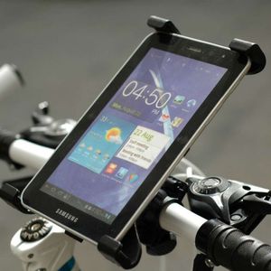 コミュニケーションハンドルバースタイルの自転車タブレットホルダーブラケット7〜11インチスクリーン、強力なクリップ360°ターン付きの調整可能な自転車PCスタンド