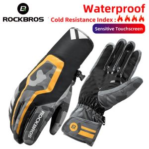 Gloves ROCKBROS Winter Ski Gloves waterproof Bicycle gloves Outdoor Sports Motobicycle Cycling Ski Gloves Thermal gloves Snow Gloves