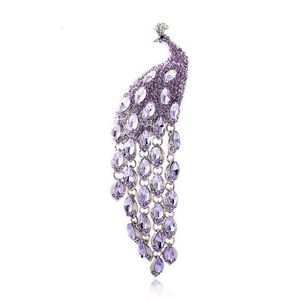 ダイヤモンド象眼細工のファッション多目的エンドウ豆の花の長いタッセルブローチアニマルピンコートアクセサリー