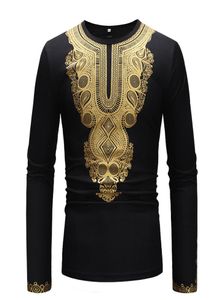 Gold Element Design Tribal Pattern Men039S African Large Longsleved Tshirt Fashion Novely Luxury Comant Light and Brea1413789