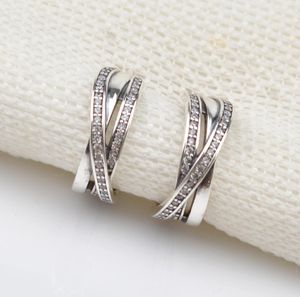 Edell 925 Sterling Silver Semicarcle Rhinestone Earrings Luxury Jewelry Bay Love CZ Diamond Brand Ear Cuff4283573