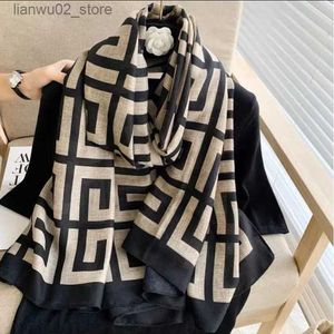 Scarves 180x90cm womens printed silk scarf shawl with headband collar beach towel cover Q240228