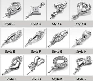 Configurações de colar de pérolas 100 S925 Configurações de pingente de prata 12 estilos DIY Configurações de joias de colar de pérolas sem corrente de Natal Gi5830010