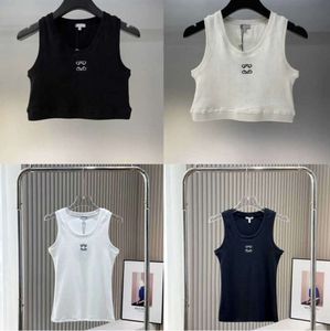 Mulheres Tops Tank Top T-shirt Anagrama Regular Cropped Algodão Jersey Camis Feminino Femme Knits Tees Designer Bordado Colete De Malha Esporte Respirável Yoga Colete Tops55