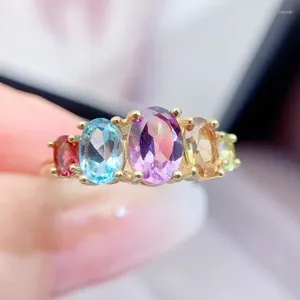 Cluster Rings Gemstone Ring Natural Topaz Citrine Peridot Garnet Amethyst 925 Sterling Silver 3 4mm 4 6mm 5 7mm L24133