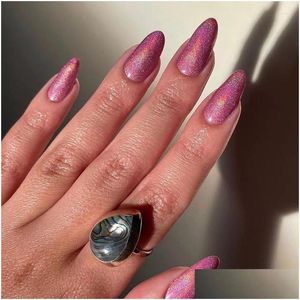 False Nails Glazed Almond Artificial In Medium Length Simple Glossy Soft Gel Tips Fl Er Chrome Pink Products 2023 Summer Drop Deliver Dh6Nq