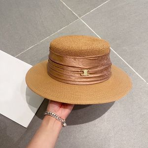 Woven Fabric Bucket Hat Desginer Flat Straw Hats Summer Casquette Caps for Women Beach Knitted Cap Womens Fisherman Baseball Cap Suit Bag Mens Accessories 57cm