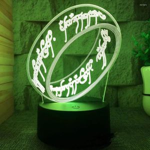 Nocne światła 3D Magic Pierścień Sypialnia Kreatywna lampa stołowa podarunkowa USB Dziwna LED LED Mała