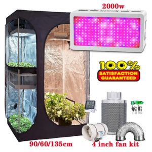 Polyester Film LED Grow-Kit 3 Parçalı Set 2 arada 1 Grow Box 4inch-Filter-set 1000W-200W LED Hidroponik bahçecilik için büyüme kapalı Phyto Çiçeği