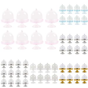 New 10Pcs Mini Chocolate Candy Cupcake Containers Cake Plate Stand With Dome Cover For Wedding Birthday Party Baby Shower Decoration