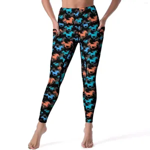 Calças ativas cavalo selvagem yoga senhora animal impressão leggings cintura alta respirável legging elástico gráfico fitness esporte