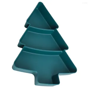 Set di stoviglie Albero di Natale Piatto da frutta Vassoi di plastica Piatti da insalata Piatto da portata per esposizione di noci Piatto secco multi-griglia