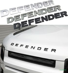 3D Stereo Letters Badge Logo Sticker ABS For Defender Head Hood Type Clay Black Grey Silver Decal Car Styling6774387