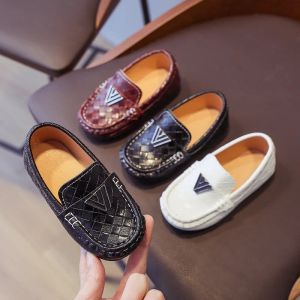 Outdoor New Vintage PU Leather Designer Baby Boys Shoes Slip on Weave Plaid Fashion Kids Shoes Boy Formal Dress Shoes Toddler Boy D12102