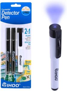 Markers TIHOO Counterfeits Money Detector Pen with UV Light Bill Marker Fake Bill Detector Pen Checker 3 Pack