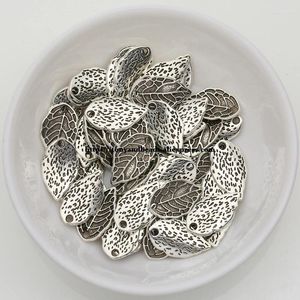 Kolye Kolyeleri (50pcs/Lot) çinko alaşım Tibet Gümüş Avrupa Cazibesi Yaprak şekli boyutu 16x9mm Zn3281b