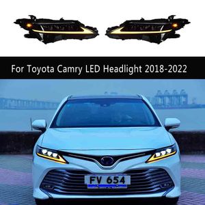 Luce di marcia diurna Lampada frontale per Toyota Camry LED Gruppo faro per auto 18-22 Streamer Indicatori di direzione Fascio abbagliante Angelo Occhio Lente del proiettore