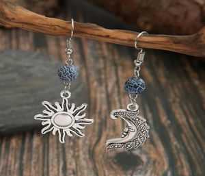 Dangle Chandelier Retro Pattern Round Bead Alloy Earrings Female Creative Sun Moon Whole Gift Jewelry WholeDangle7525311