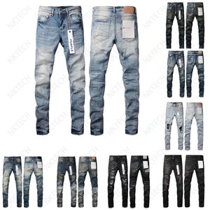 Designer masculino jeans roxo Slim Fit Motorcycle Bikers jeans para enxaguar Make Hip Hop Womens Street Mans Black Pants Purple