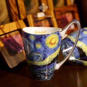 Mugs Van Gogh Starry Night Retro Bone China Teacup Golden Mug Gilded Mug Coffee Mug Milk Cup gilding Porcelain Cup Ceramic MugL2402