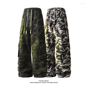 Men's Pants Camouflage Cargo Trousers Hip Hop Loose Fit Side Three-dimensional Large Pockets Fashion Casual