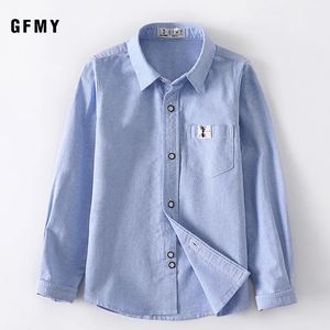 GFMY Spring Oxford Textile Cotton Blouse Girls Boys White Shirt 3T-14T British style Kid Casual School Clothes 240219