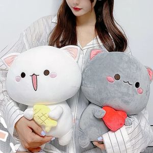 Подушки Kawaii Mitao Cat, плюшевые игрушки, лежащие кошки, пара плюшевых кукол, мягкая подушка с милыми животными, декоративная подушка с героями мультфильмов, подарок для детей