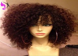 selling black brown Short loose Curly Wig for Women African American Wigs Synthetic lace front wig with bangs Heat Resistant F1396181