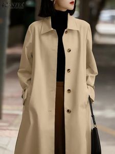 ZANZEA Корейские женские тренчи модные однотонные пуговицы миди пальто 2024 весенние винтажные тонкие пальто с длинными рукавами элегантные офисные куртки OL 240228